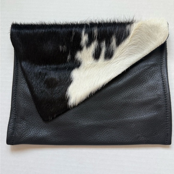 beaudin Handbags - Beaudin Cowhide Black and White Leather Clutch